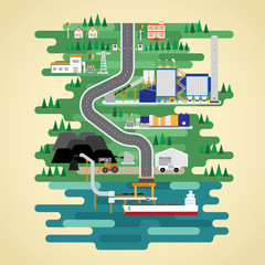 coal energy in flat design