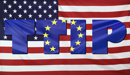 TTIP Concept USA and EU flags composition