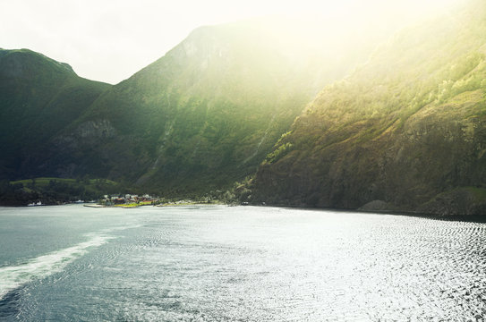 View of Aurlandsfjord in Flam village