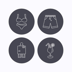 Cocktail, lingerie and shorts icons.