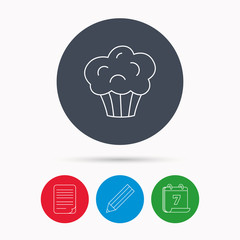 Muffin icon. Cupcake dessert sign.