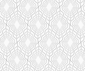 Slim gray hatched wavy diamonds