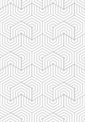Slim gray overlapping hexagons in turn