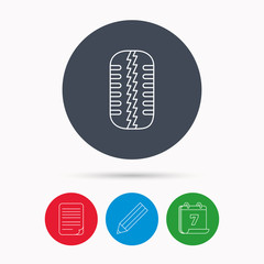 Tire tread icon. Car wheel sign.