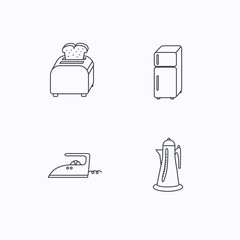 Toaster, refrigerator and iron icons.