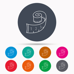 Measuring tape icon. Weight loss sign.