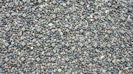 The close up Rock texture background with plastic net prevent slip