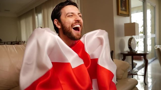 England Fan Celebrating in Slow Motion