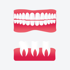Vector cartoon false teeth