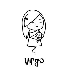 Virgo Zodiac, a hand drawn vector cartoon doodle illustration of Virgo zodiac, The Maiden.