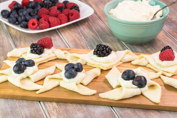 Uncooked berries cream cheese pastries