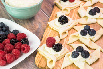 Uncooked berries cream cheese pastries