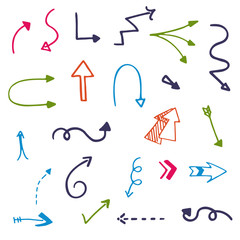 set vector illustration of doodle arrows on white background