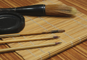 Chinese writing brush and ink stone