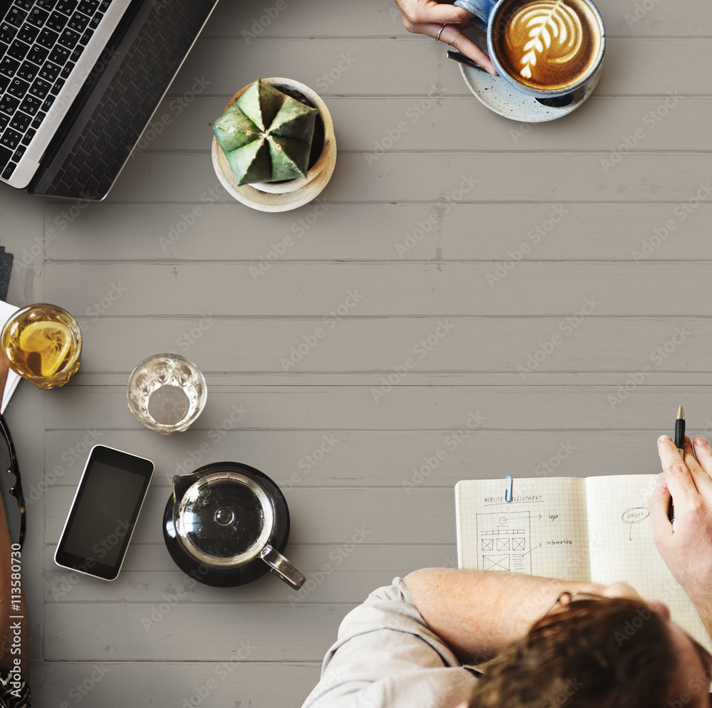 Wall mural web design team working planning website concept