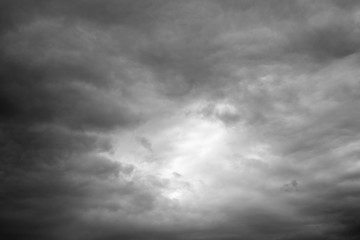 Sunshine through storm sky, clouds.