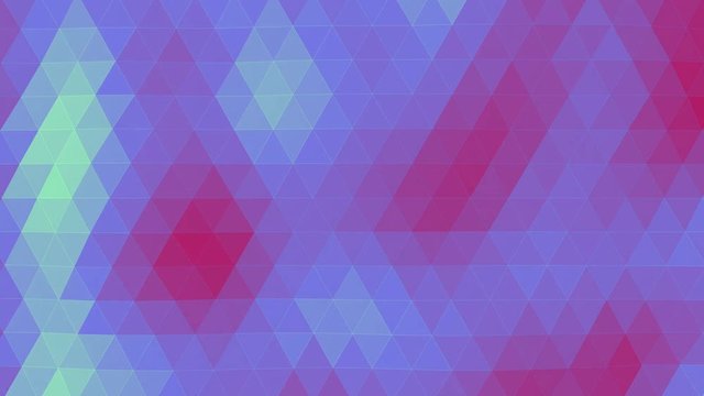Perfect seamless loop of smooth waving blue, purple and red polygons.