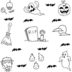 Ghost halloween in doodle hand draw