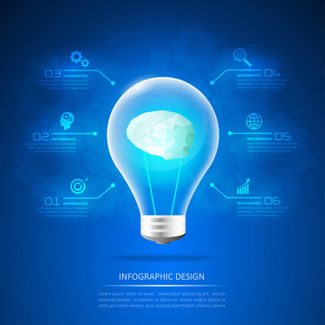Design Idea lightbulb Infographic concept, business concept infographic 6 options