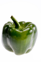 single vegetable of green pepper isolated on white background.