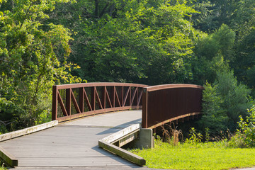 Fototapeta premium Metal bridge in the forest.