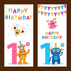 Cute Monster Birthday Greetings card