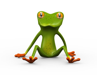 3d frog sitting on ground