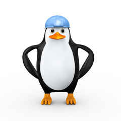 3d penguin construction worker