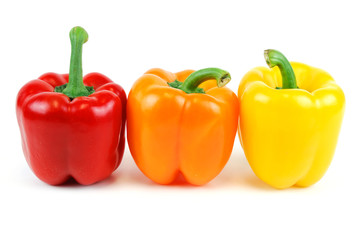 colorful bell peppers isolated on white background - Powered by Adobe