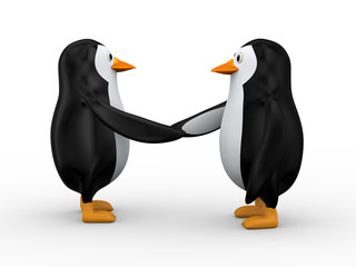 3d penguin shaking hand © asfianasir