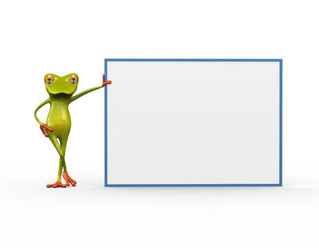 3d Frog Standing With Empty Board