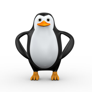 3d penguin stylish standing pose
