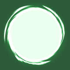 Abstract circle frame with movement line around on green background.