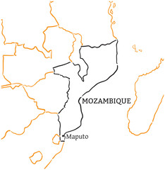 Mozambique hand-drawn sketch map