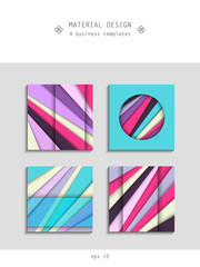 Set of trendy backgrounds in a material design style. Business card with place for your text. Art posters. Isolated. Vector illustration.
