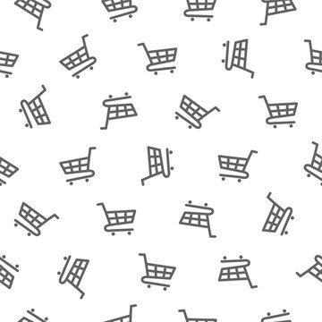 Seamless Pattern - Shopping Trolley (grocery Cart)