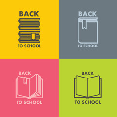 Book logo set for education and school on color background