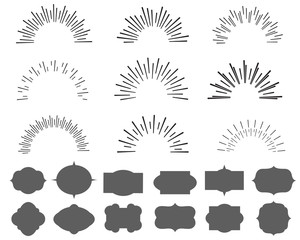hand drawn sunbursts and frame