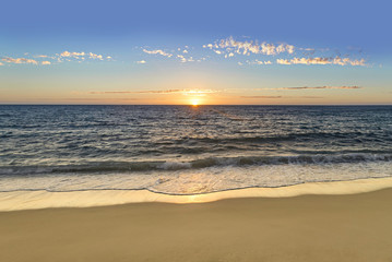 Sunset or sunrise over the ocean or sea