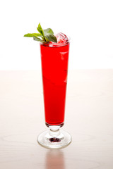 cold strawberry cocktail with mint