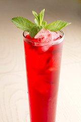 cold strawberry cocktail with mint