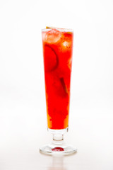 red cocktail with lemon and ice