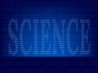 Computer binary code on Blue screen