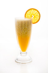 orange drink with pulp and ice