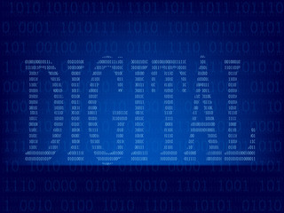 Computer binary code on Blue screen