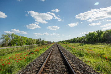 Fototapeta na wymiar Railroad receding into the distance