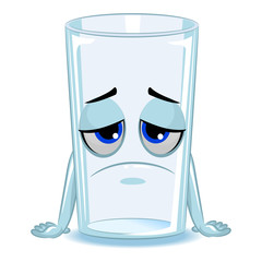 Vector Illustration of Empty Glass of Water Mascot Sad