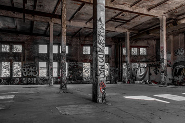 abandoned factory interior - old building ruin
