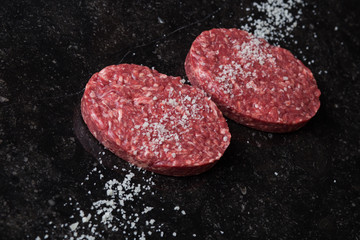 Meat for burgers, grilling, barbecue, bbq. Fresh, spicy, uncooke