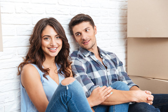 Young couple moving in new house
